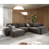 DeLife Wohnlandschaft Lanzo L 330x230 cm Mikrofaser Khakibraun Recamiere variabel