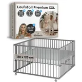 Sämann Laufgitter mit Matratze Cloud Air & Lattenrost | grau | Premium | Gr.: 120x120 cm)