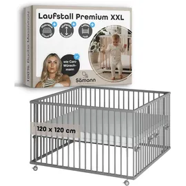 Sämann Laufgitter mit Matratze Cloud Air & Lattenrost | grau | Premium | Gr.: 120x120 cm)