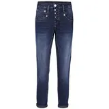 Herrlicher Regular-fit-Jeans 5318-D9782, Herrlicher Shyra Cropped Jeans halb verdeckte Knopfleiste, raffinierte Seitennähte und Abnäher blau 30