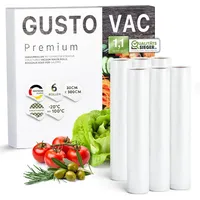 GustoVac Premium Vakuumrollen, 6 Rollen 30x300cm, Vakuumierfolie, Profi- Vakuumierbeutel