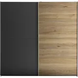 SchlafKONTOR Schwebetürenschrank SCHLAFKONTOR "Melton Kleiderschrank mit Schiebetüren und Hoteleinteilungen", grau (graphit, mauvella oak), B:215cm H:210cm T:60cm, Holzwerkstoff, Schränke, Schwebetürenschrank, optional verstellbare Einlegeböden