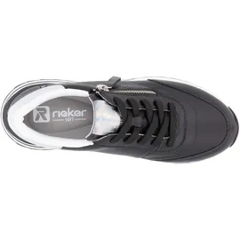 rieker sport Plateausneaker RIEKER SPORT, Damen, Gr. 43, schwarz-weiß (schwarz, weiß), Leder, Lederimitat, kontrastfarbene Details, sportlich, Schuhe, Freizeitschuh, Halbschuh, Schürschuh in schmaler Form, Topseller