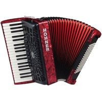 Hohner Bravo Line Facelift III Chromatisches Piano-Akkordeon mit Tasche 96 Bass rot