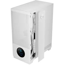Tacens SAGITTA20, ATX PC-Gehäuse, LED-Bildschirm mit Echtzeit-Temperaturen, 3X 120mm Lüfter, Seitliches Gehärtetes Glas, Front Mesh Metall Staubschutz, CableHatch, USB-C, Weiß