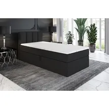 mebloland Boxspringbett GUNNAR mit Bonell-Matratze und Topper - 100x200 - schwarz