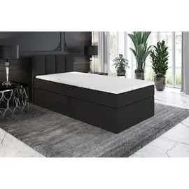 mebloland Boxspringbett GUNNAR mit Bonell-Matratze und Topper - 100x200 - schwarz