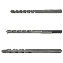 EBERTH SDS Plus Bohrer Set 3-tlg. 8/10/12mm Betonbohrer aus Hartmetall, 2-Schneider, Zubehör für Bohrmaschine