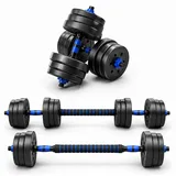 LACESTONE 2in1 Hantelset Kurzhantel Langhantel Set Hanteln Krafttraining 20 kg schwarz/blau