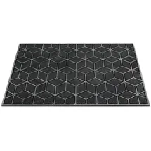 WECON HOME Fußmatte WECON HOME "Bossa Groove", grau (silber grau), B:40cm H:4mm L:60cm, Gummi, Teppiche, Fußmatte, Gummi, pflegeleicht, abwaschbar, rutschfest, geometrisches Muster