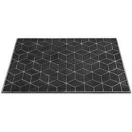 WECON HOME Fußmatte WECON HOME "Bossa Groove", grau (silber grau), B:40cm H:4mm L:60cm, Gummi, Teppiche, Fußmatte, Gummi, pflegeleicht, abwaschbar, rutschfest, geometrisches Muster