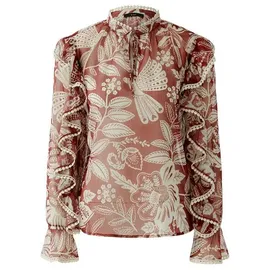 Oui Langarmbluse Rot 36