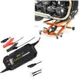 ConStands Motorradheber Set: Motorrad Hebebühne Mid-lift XL bis 500kg orange # mit Batterie La