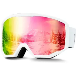 VEVOR Skibrille, zylindrische Linse mit rosa Revo-Beschichtung, OTG Anti-Beschlag-Motorradbrille, Motocross Brille, Schutzbrille, Crossbrille geeignet zum Skifahren, Skaten, Snowboarden, Radfahren