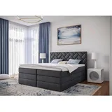 Livetastic Boxspringbett 140 x 200 cm H2/H3 Anthrazit