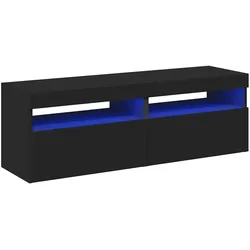 vidaXL TV-Schränke LED-Leuchten 2 Stk. Schwarz 60x35x40cm