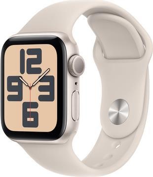 Apple Watch SE (GPS) - 40 mm - Starlight Aluminium - intelligente Uhr mit Sportband - Flouroelastomer - Starlight - Bandgröße: S/M - 32GB - Wi-Fi, Bluetooth - 26,4 g (MR9U3QF/A)