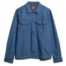 Superdry für Herren. M4010831A Merchant Indigo Überhemd blau (XL), Lässig, Baumwolle, Langarm