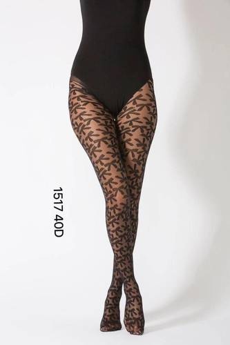 Damen Strumpfhose mit Muster Nero Frauen Hose Socken 40 DEN schwarz S/M