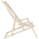 Melko - Campingliege mit Armlehne Holz Freizeitliege Beige Terassenliege Strandliege
