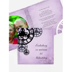 Einladung zum Geburtstag selbst gestalten mit Spruch und Fotos im Onlinedesigner bei Meine-Kartenmanufaktur.de