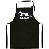 Ferocity Delux Kinderschürze Kind Malschürze Kunstkittel Kochschürze Apron Werkschürze mit einem Motiv schwarz Star Koch [074]