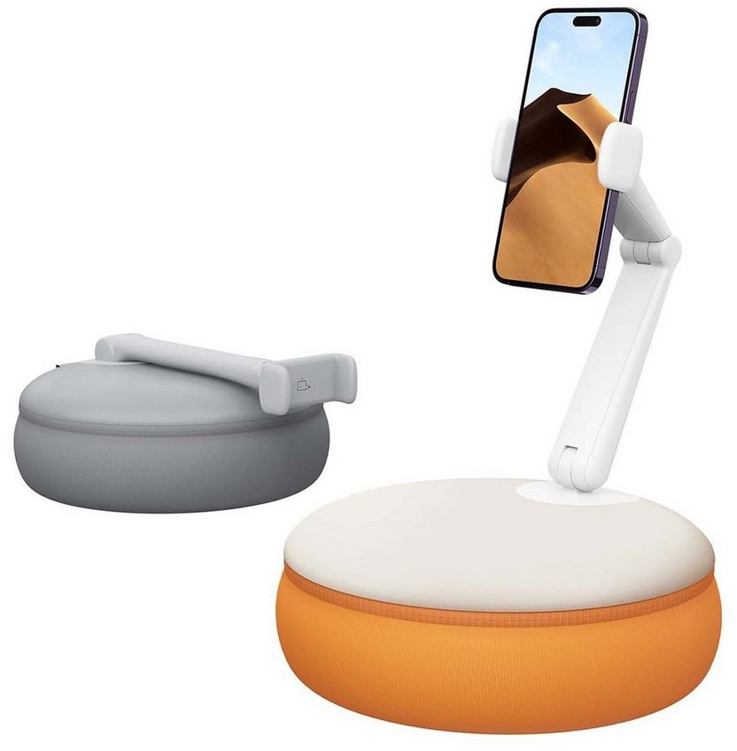 Diida Smartphone Ständer, Tablet Kissen, Handy-Kissenhalter, Handy-Halterung, (einfach zu verstellen, waschbarem, weichem Kissen,(Orange, Grau)