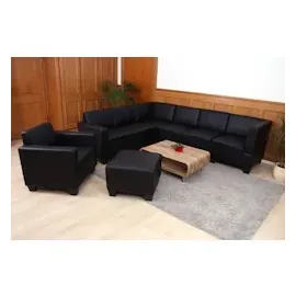 Mendler Modular Sofa-System Couch-Garnitur Lyon 6-1-1, Kunstleder ~ schwarz