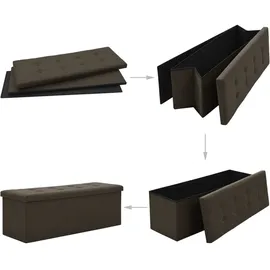 vidaXL Faltbare Sitzbank mit Stauraum Dunkelbraun Leinenoptik