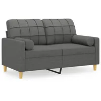 VidaXL 2-Sitzer-Sofa mit Zierkissen Dunkelgrau 120 cm Stoff