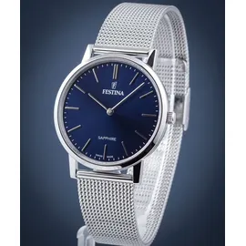 Festina Swiss Made F20014/2 Herrenarmbanduhr - Silber/Dunkelblau
