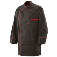 Exner 207 - Kochjacke schwarz langarm mit Paspel in verschiedenen Farben : rot 65% Polyester 35%Baumwolle 220 g/m2 2XL