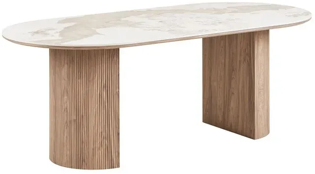 Esstisch Veria 210 x 100 cm Keramik Weiß