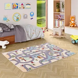 Snapstyle Kinder Spiel Straßenteppich Beige, 200x300cm