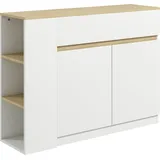 HOMCOM Sideboard, Küchenschrank mit Schublade, 3-Stufigem Regal, Aufbewahrungsschrank mit Kippschutz, Wohnzimmerschrank für Küche, Weiß, 110 x 29,5 x 82 cm   Aosom