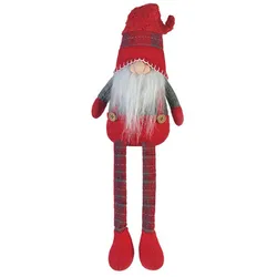 Rebecca Mobili Zwerg mit langen weichen Beinen H 67 cm aus Stoff, rot und grau