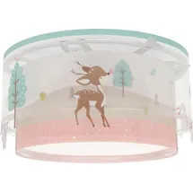 Dalber Deckenlampe Kinderzimmer, Kinder Deckenleuchte, Jungenzimmerlampe, Kinderlampe, Loving Deer Reh Tiere Rosa, 61276M, E27-2 x 15W