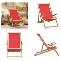 vidaXL Strandstuhl Klappbar Massivholz Teak Rot - Strandstuhl - Strandstühle - Liegestuhl - Liegestühle