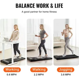 Vevor Laufband unter den Schreibtisch, Laufband, zum Arbeiten, funktionierendes Laufband mit 120 kg, Tragkraft, tragbares Pad mit 2,5 PS, Geschwindigkeit 1-6 km/h, Tragfähigkeit