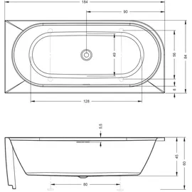 Riho Desire Corner Eckbadewanne 184 x 84 x 60 cm (B088001105)