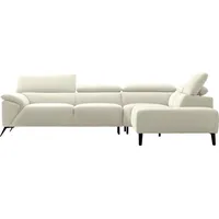 Nicoletti Home Ecksofa, Breite 287 cm, verstellbare Kopfstütze, Ottomane links oder rechts, beige