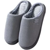Warme Hausschuhe für Herren aus weichem Plüsch, Flip-On-Schuhe, Herren-Hausschuhe, Herrenpantoffeln, Größe 46, grau, 42 1/3 EU - 42 EU