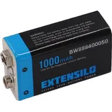 EXTENSILO 9V-Akku Block für diverse Geräte (1000mAh, 9V, Li-Ion), ready-to-use, mit Micro USB Buchse