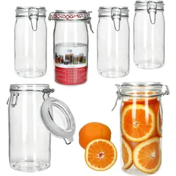 6x NORMA Vorratsglas 1,5L aus Glas mit Bügelverschluss luftdicht Einmachgläser