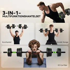 sportnow Hantelset verstellbar 20 kg Kurzhanteln grün