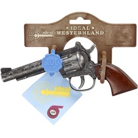 J.G.Schrödel Sheriff antik mit Holzgriff: Spielzeugpistole für Zündplättchen, Robuste Qualität aus Zink, Holz und Kunststoff, für 100-Schuss-Munition, 17.5 cm, silber/braun (404 0107)