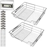 SWANEW 2X60CM Küchenschublade | Verchromt Teleskopschublade | Küchenschrank | Korbauszug | Schrankauszug vollauszug