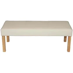 Mendler Sitzbank Polsterbank Bank M37 Kunstleder ~ 120x43x49 cm creme, helle Beine