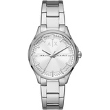 Armani Exchange Uhr für Damen , Dreizeigeruhrwerk, 36mm Silbernes Edelstahlgehäuse mit Edelstahlarmband, AX5256