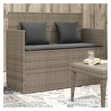 vidaXL Gartenbank mit Kissen Grau Poly Rattan